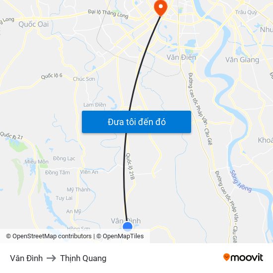 Vân Đình to Thịnh Quang map