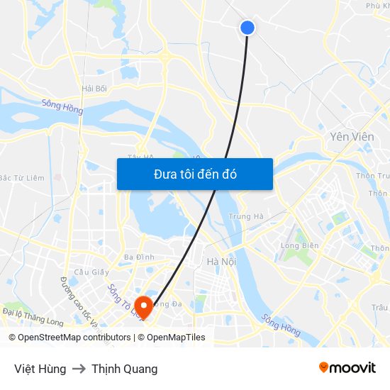 Việt Hùng to Thịnh Quang map