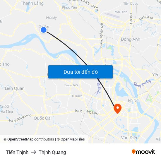 Tiến Thịnh to Thịnh Quang map