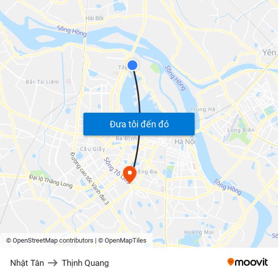 Nhật Tân to Thịnh Quang map