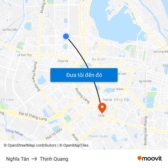 Nghĩa Tân to Thịnh Quang map