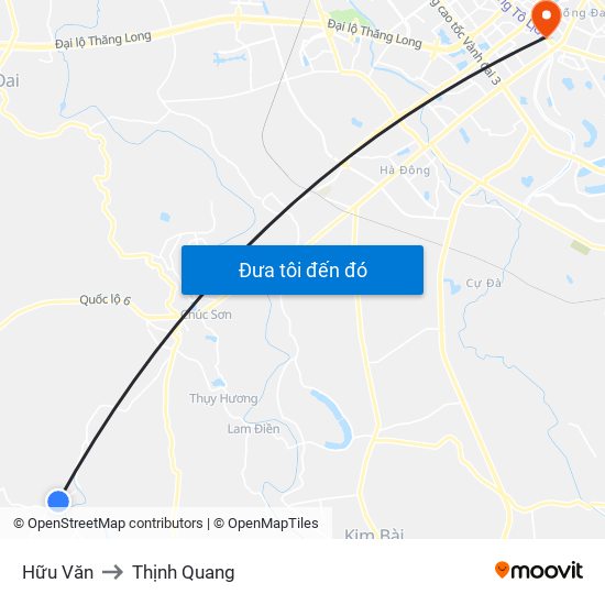 Hữu Văn to Thịnh Quang map