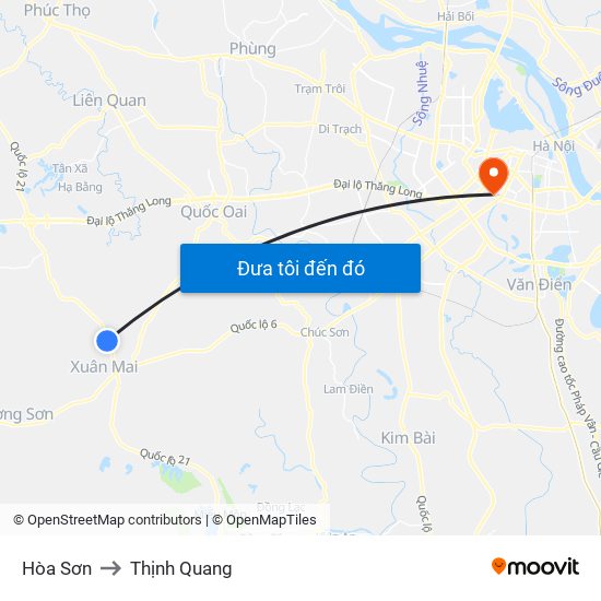 Hòa Sơn to Thịnh Quang map