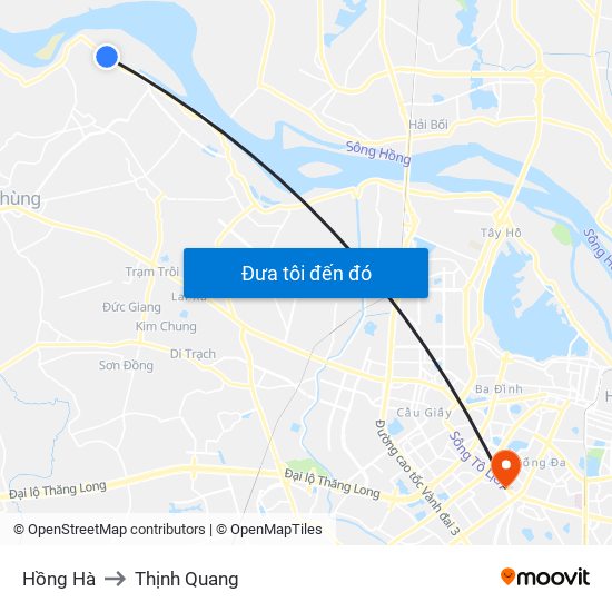 Hồng Hà to Thịnh Quang map