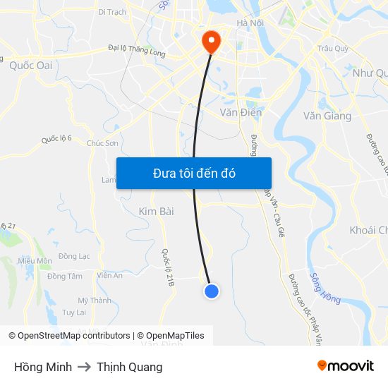 Hồng Minh to Thịnh Quang map
