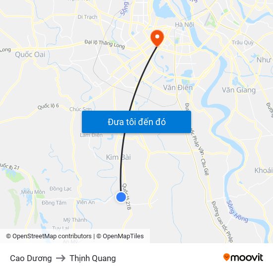 Cao Dương to Thịnh Quang map
