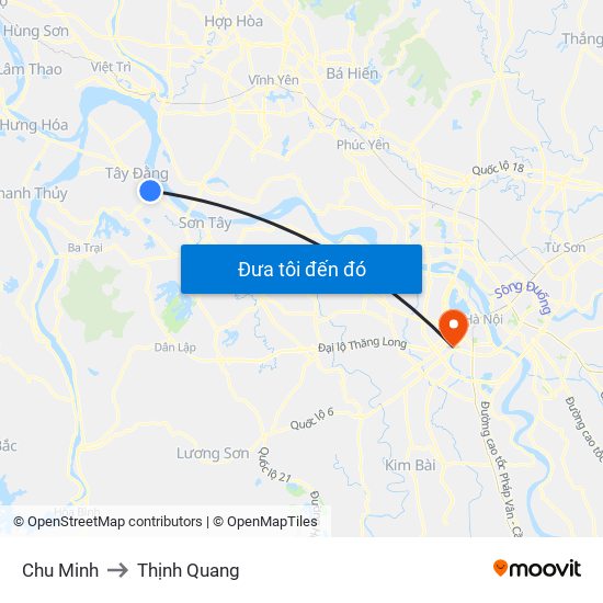 Chu Minh to Thịnh Quang map
