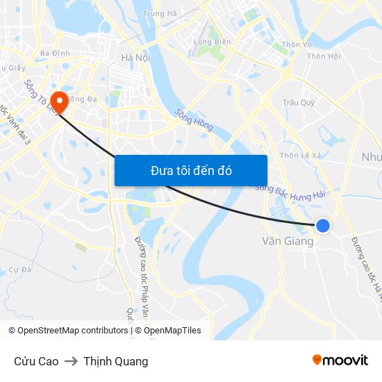 Cửu Cao to Thịnh Quang map