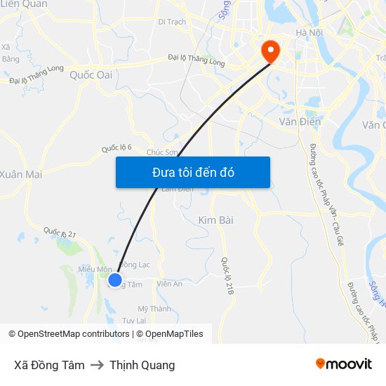 Xã Đồng Tâm to Thịnh Quang map