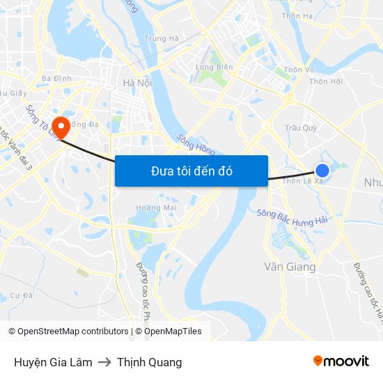 Huyện Gia Lâm to Thịnh Quang map