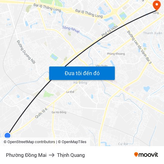 Phường Đồng Mai to Thịnh Quang map