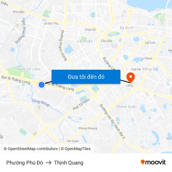 Phường Phú Đô to Thịnh Quang map