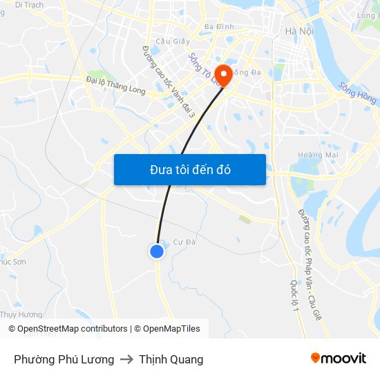 Phường Phú Lương to Thịnh Quang map