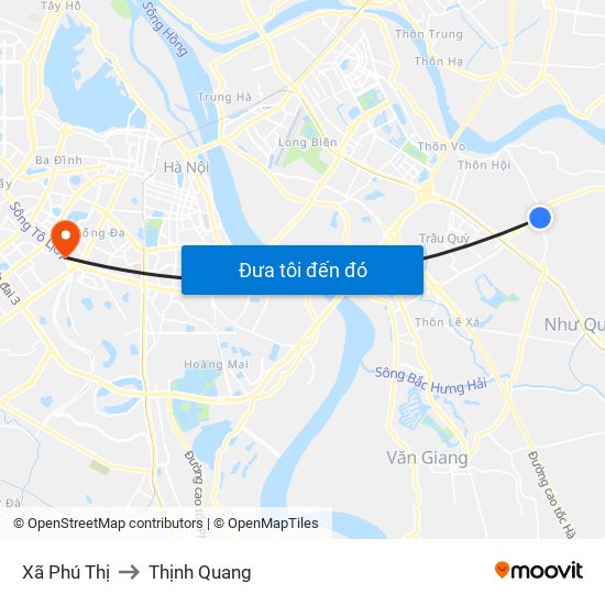 Xã Phú Thị to Thịnh Quang map