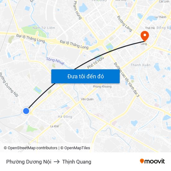 Phường Dương Nội to Thịnh Quang map