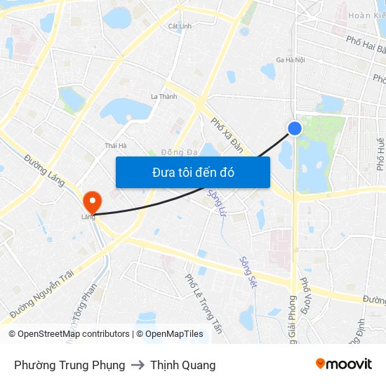 Phường Trung Phụng to Thịnh Quang map