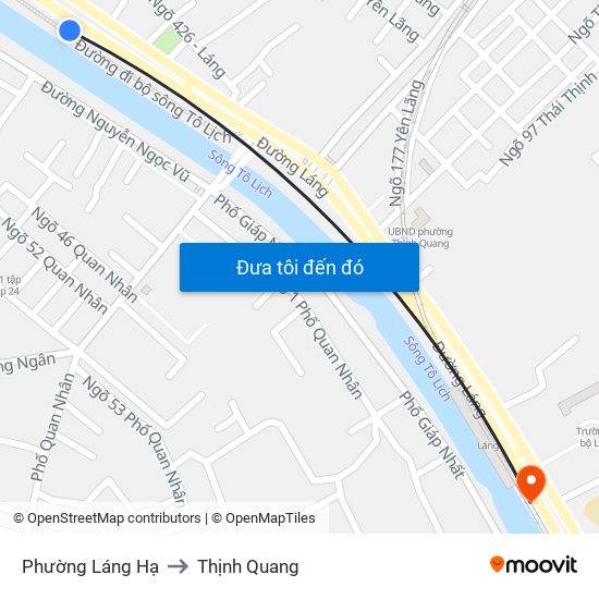 Phường Láng Hạ to Thịnh Quang map