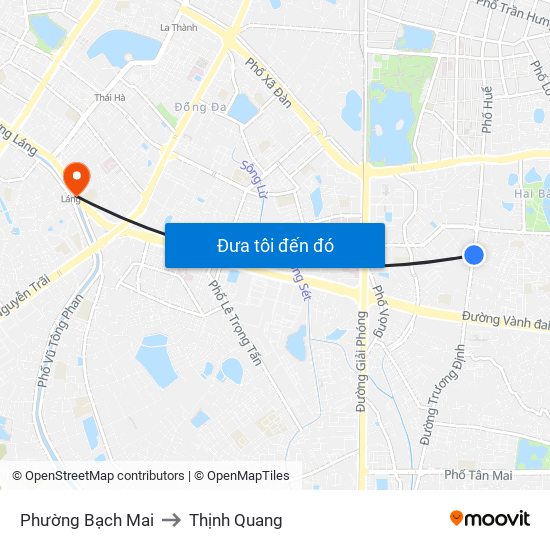 Phường Bạch Mai to Thịnh Quang map