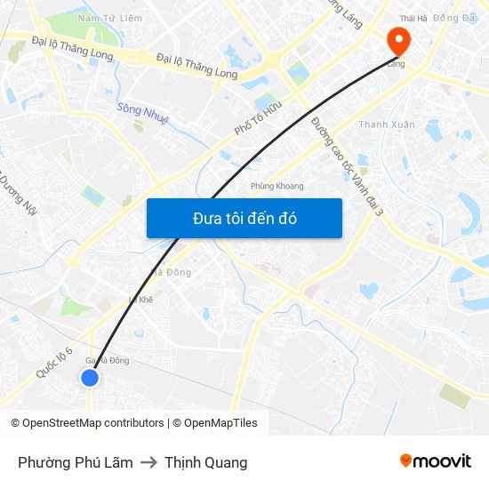 Phường Phú Lãm to Thịnh Quang map