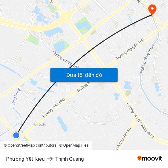 Phường Yết Kiêu to Thịnh Quang map