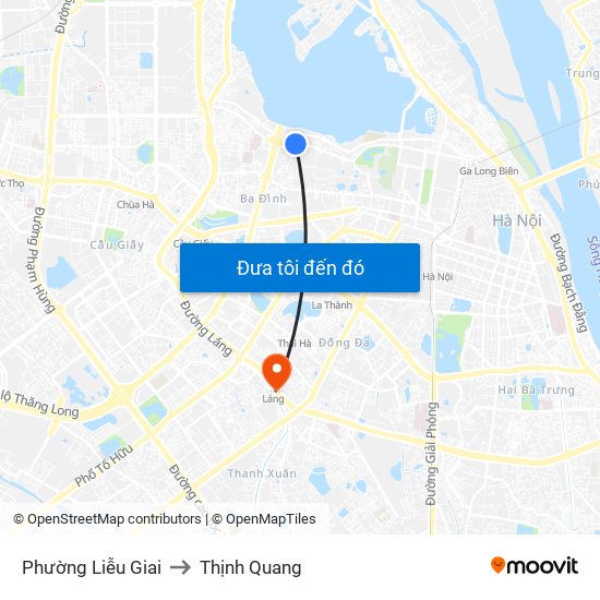 Phường Liễu Giai to Thịnh Quang map