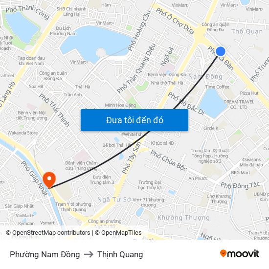 Phường Nam Đồng to Thịnh Quang map