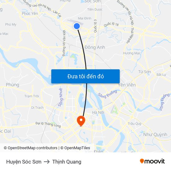 Huyện Sóc Sơn to Thịnh Quang map