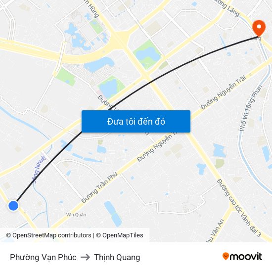 Phường Vạn Phúc to Thịnh Quang map