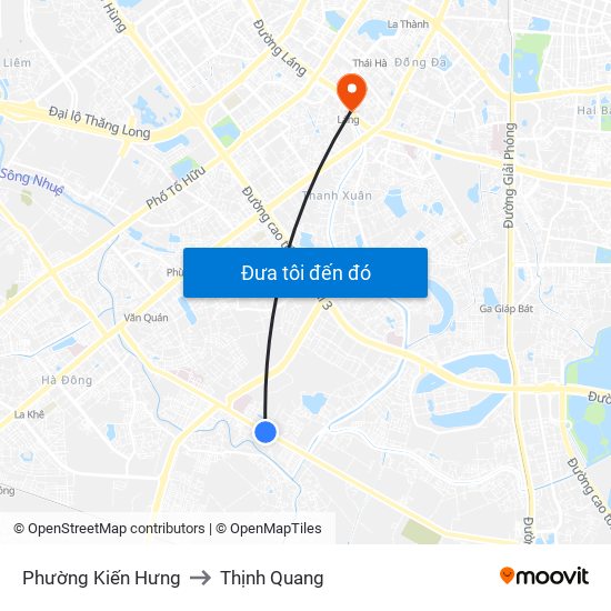 Phường Kiến Hưng to Thịnh Quang map