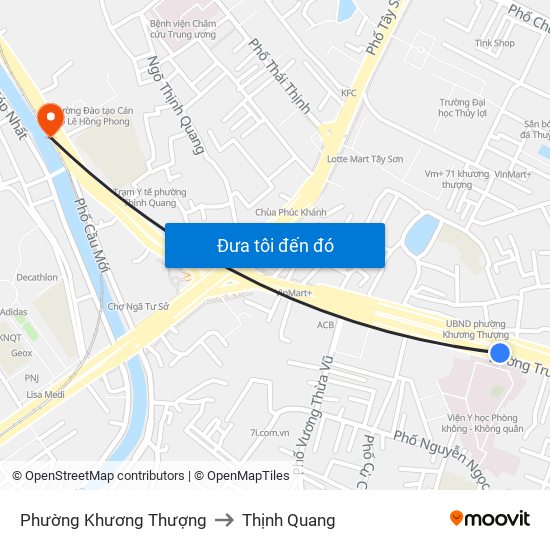 Phường Khương Thượng to Thịnh Quang map