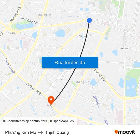 Phường Kim Mã to Thịnh Quang map