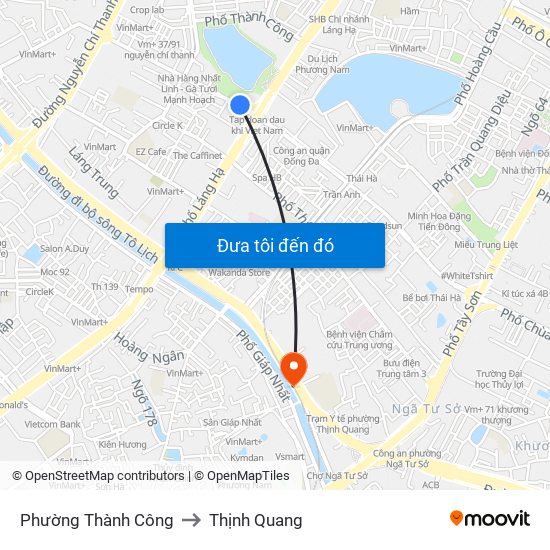 Phường Thành Công to Thịnh Quang map