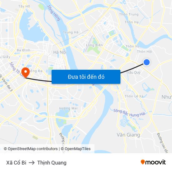 Xã Cổ Bi to Thịnh Quang map