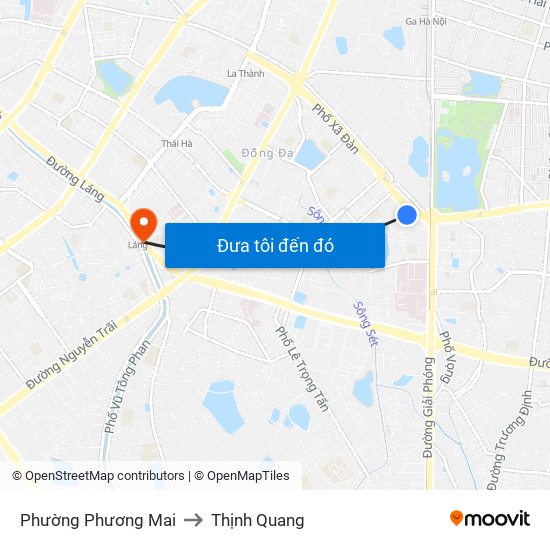 Phường Phương Mai to Thịnh Quang map