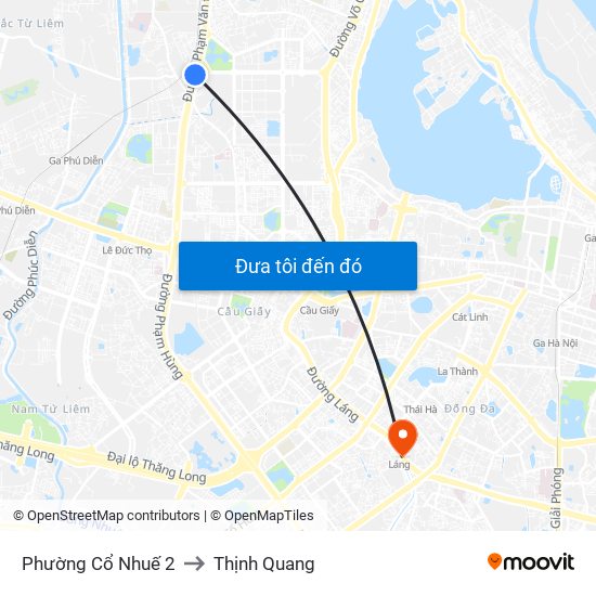 Phường Cổ Nhuế 2 to Thịnh Quang map