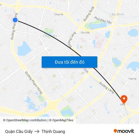 Quận Cầu Giấy to Thịnh Quang map