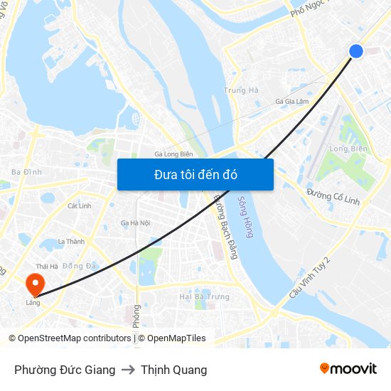Phường Đức Giang to Thịnh Quang map