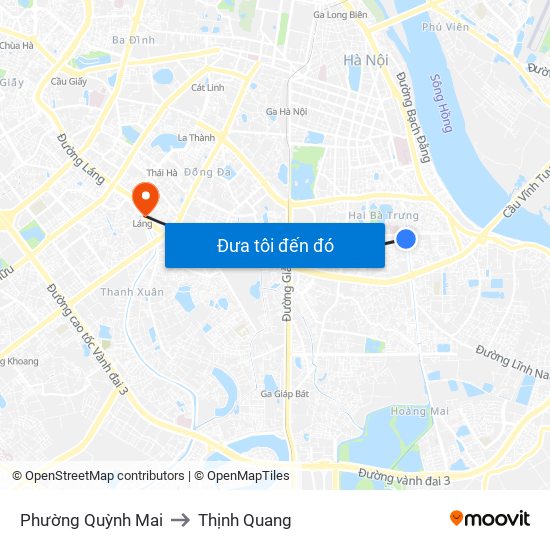 Phường Quỳnh Mai to Thịnh Quang map