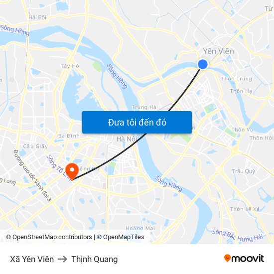 Xã Yên Viên to Thịnh Quang map