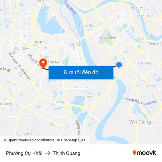 Phường Cự Khối to Thịnh Quang map