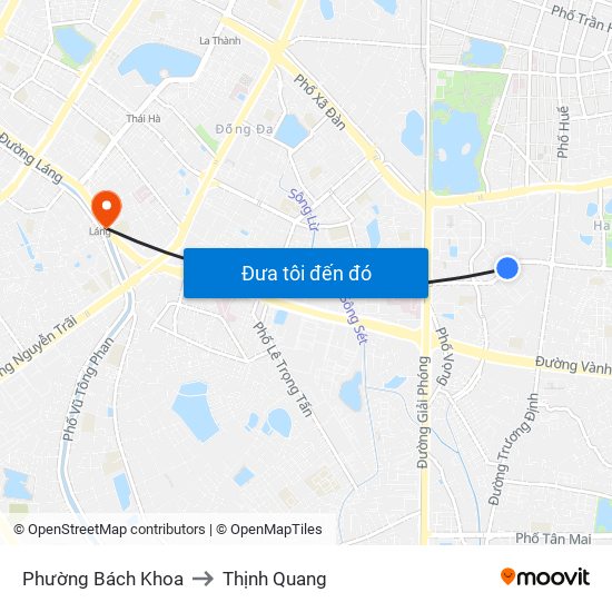 Phường Bách Khoa to Thịnh Quang map