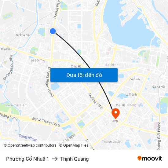 Phường Cổ Nhuế 1 to Thịnh Quang map