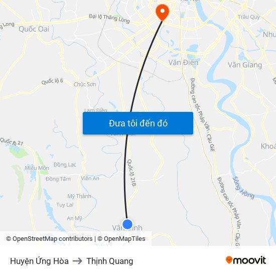 Huyện Ứng Hòa to Thịnh Quang map