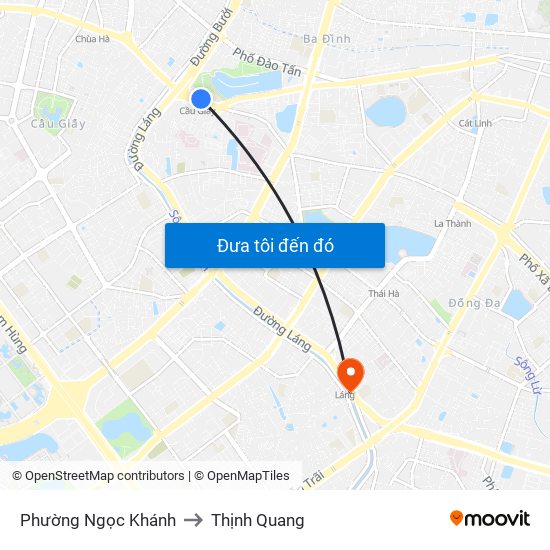 Phường Ngọc Khánh to Thịnh Quang map