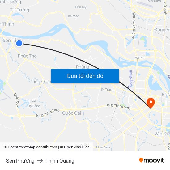 Sen Phương to Thịnh Quang map