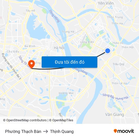 Phường Thạch Bàn to Thịnh Quang map