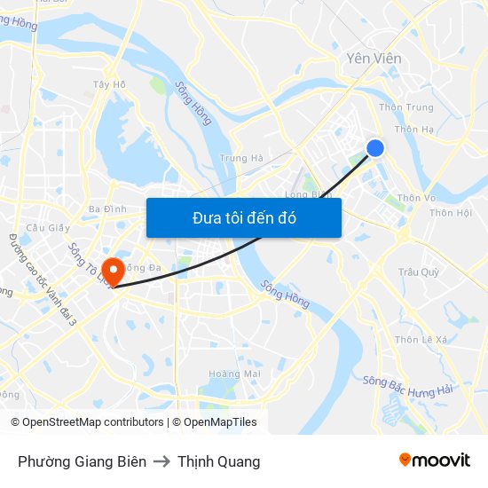 Phường Giang Biên to Thịnh Quang map