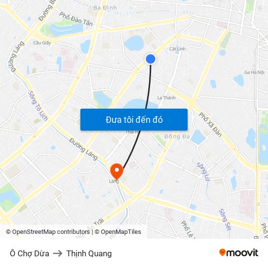 Ô Chợ Dừa to Thịnh Quang map