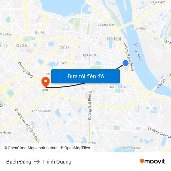 Bạch Đằng to Thịnh Quang map