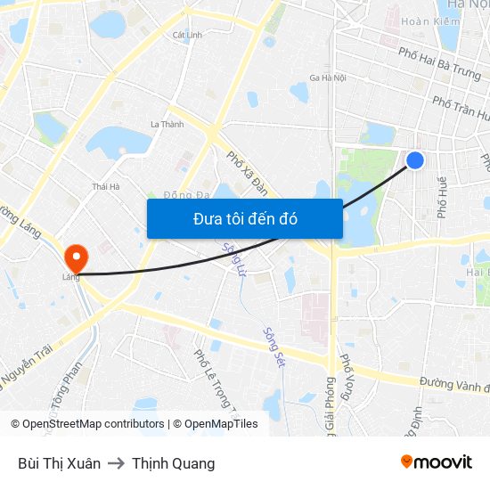 Bùi Thị Xuân to Thịnh Quang map